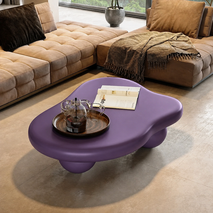 Yarra Noir Wabi-Sabi French Cloud Coffee Table – Japandi Minimalist Rounded Legs Center Table for Living Room