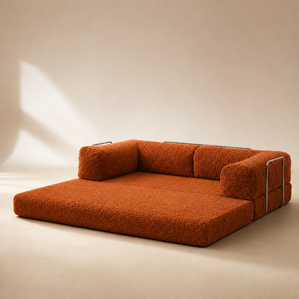 The Teddy Block Sofa- 5-in-1 Modern Adjustable Sofa Cum Bed for Guest Room, Kids Room, Bedroom or Living Room- Custom Fabric and Size