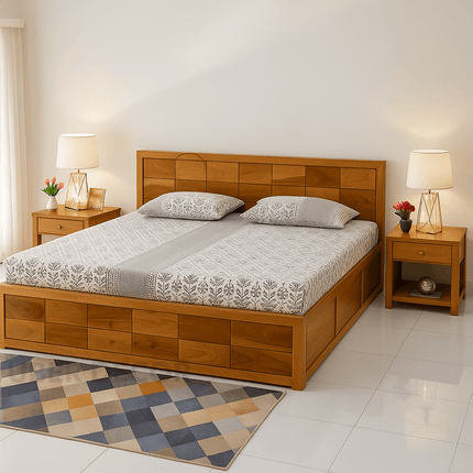 HavenWood Japandi Modern Platform Customisable Bed for Master Bedroom