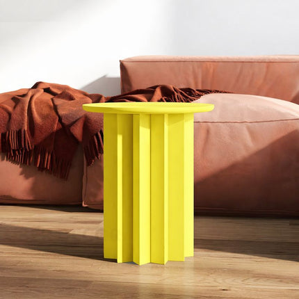 Pripet Modern Round Sculptural Minimalist Side Table with Pleated Column Base for Living Room