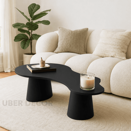 Vistula Mid Century Modern Japandi Coffee Table Scandinavian Freeform Center Table with Cylindrical Legs Custom Made for Living Room