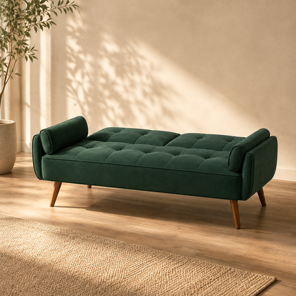 Tangier 75" Futon Sofa- Flared Arm Futon Convertible Sleeper Sofa Bed for Small Home or Office