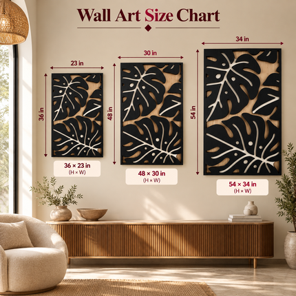 Tropical Leaf Trio Boho Wooden Wall Art Set of 3 – Botanical Panels