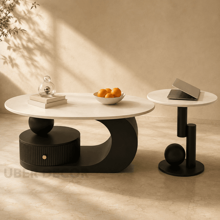 Lena Glide Nordic Coffee Table Versatile Rolling Design for Living Room and Bedroom