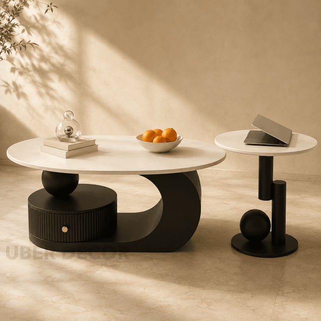 Lena Glide Nordic Coffee Table Versatile Rolling Design for Living Room and Bedroom