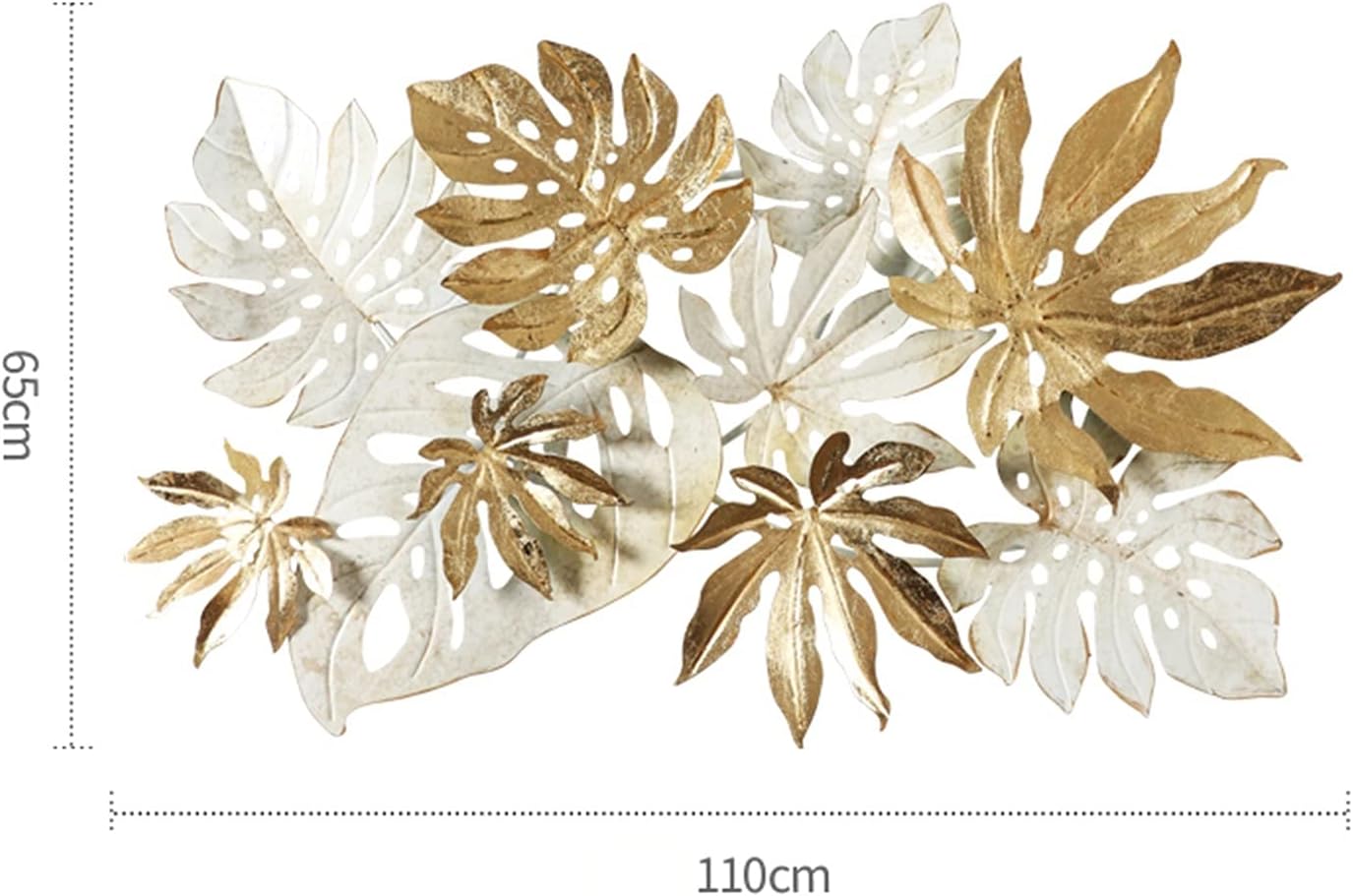 Contemporary White and Golden Leaf Metal Hanging Metal Wall Art