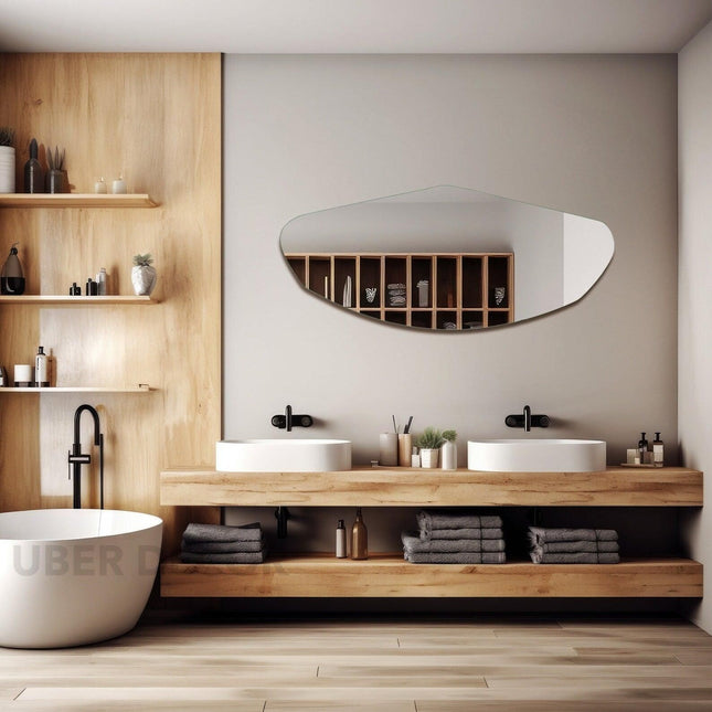 Widescape Reflection Asymmetric Decorative Mirror- Aesthetic Decorative Shaped Cloud Mirror for Living Room