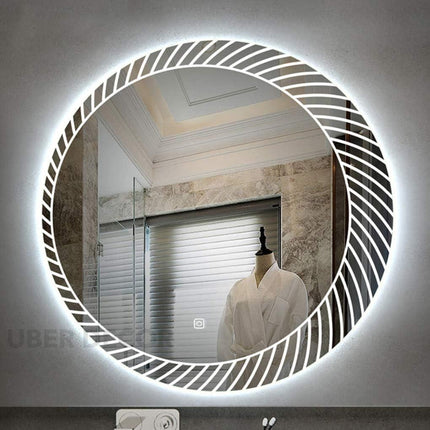 Sunburst Round  Mirror with LED Lights- Touch Sensor Mirror for Bathroom and Bedroom