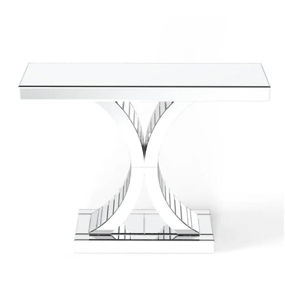 Zenith Allure- Semi Circle Mirrored Glass Console Table for Living Room Entryway