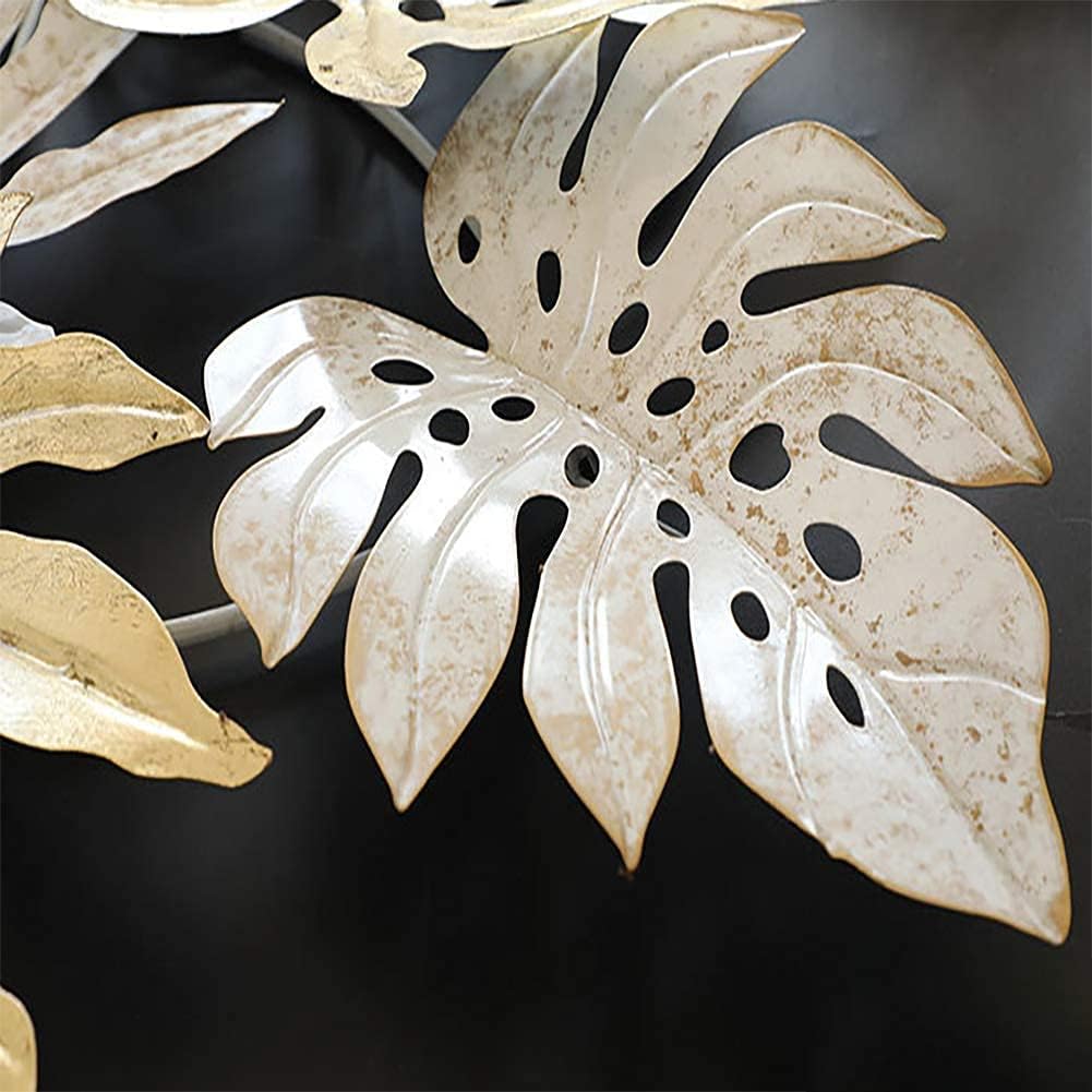 Contemporary White and Golden Leaf Metal Hanging Metal Wall Art