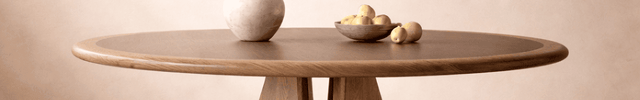 Terra Arc Round Dining Table Japandi Mid Century Modern Design Solid Wood Pedestal Legs Dining Table for Modern Homes