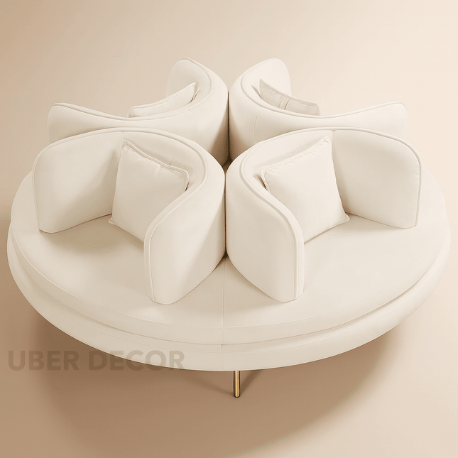 Monaco Circular 4-Seater Modern Sofa – 360° Curved Statement Couch – Customisable Made-to-Order Luxury Sofa for Living Room or Lounge