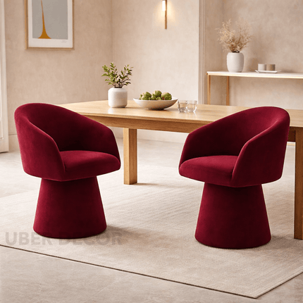 Lumi Modern Barrel Chair with Curved Silhouette and Sculptural Base Ideal for Living Room Lounge or Dining Spaces