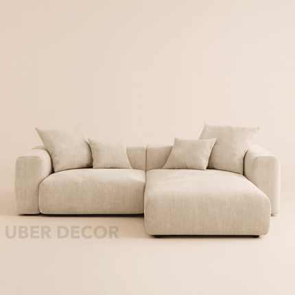 Sochi Sectional Sofa Couch with Lounger Japandi Modern Minimalist Luxury Furniture for Lounge, Suite, and Studio