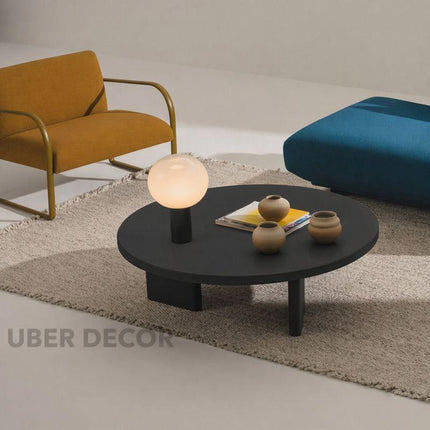 Potomac Modern Round Minimalist Glossy Center Table with Three-Panel Base for Living Room