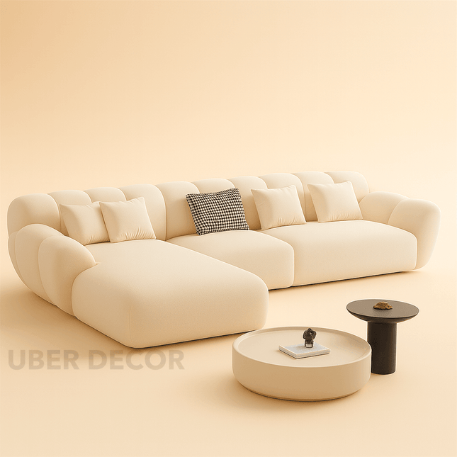 Arusha 4 Seater Japandi Modern Luxury Curved Sofa with Chaise Bubble Cloud Sectional Sofa Couch for Living Room & Lounge Area