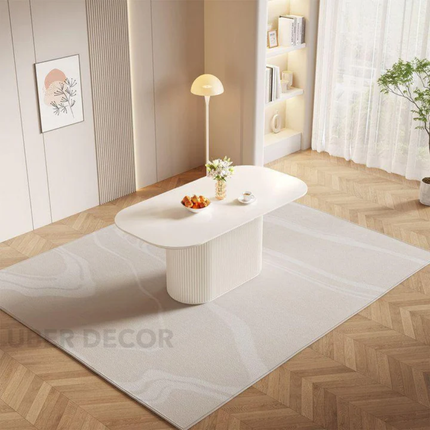 Ivoryline Oval Dining Table Scandinavian Japandi Mid Century Modern Design Fluted Pedestal Base Modern Dining Table for Dining Room