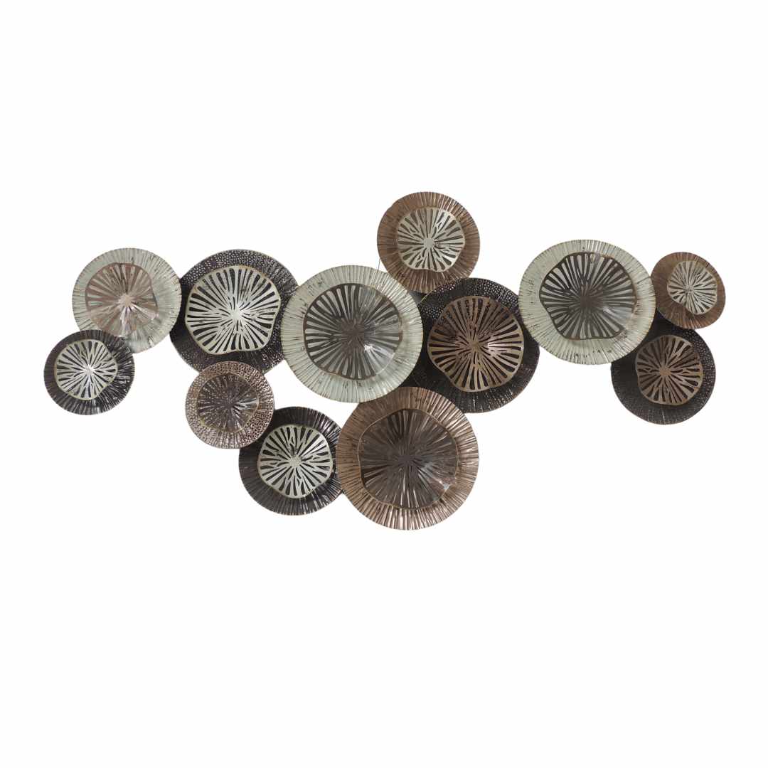 Brown Mushroom Discs Metal Wall Hanging Metal Wall Art