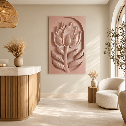 Lotus Bloom Serenity Wall Art – Indian Floral Sculpture for Bedroom