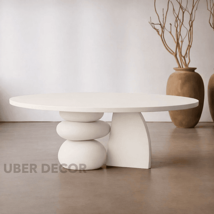 Chindwin Sculptural Organic Wooden Artistic Center Table with Pebble Base for Modern Living Rooms