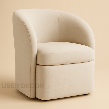 Tovia Modern Dining Chair Custom Made Barrel Back Design Ideal for Dining Room Living Area Compact Luxury Furniture - Uber Decor