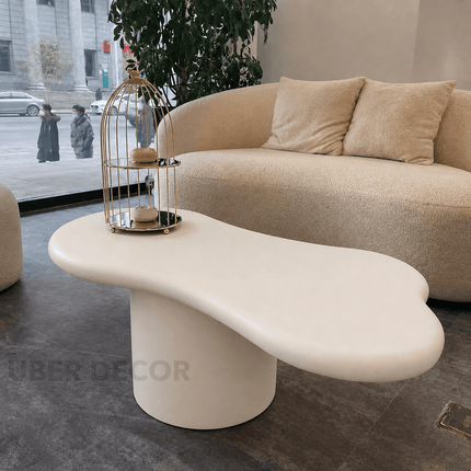 Shannon Nordic Cloud Coffee Table Sculptural Solid Wood Top Minimalist Statement for Living Rooms and Lounges