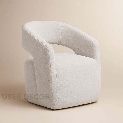 Nerra Contemporary Side Chair Custom Made with Curved Silhouette and Open Back Detail Ideal for Dining Room Bedroom or Accent Corner - Uber Decor