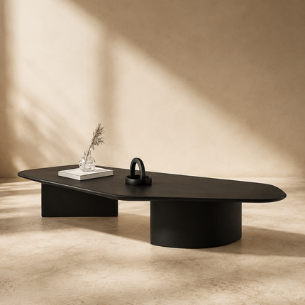 Volga Noir Modern Irregular Wooden Coffee Table for Living Rooms Hotels and Apartments