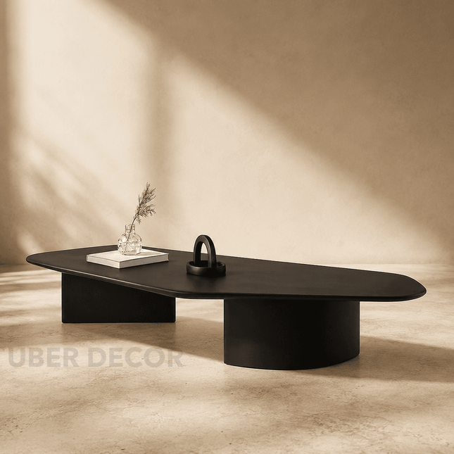 Volga Noir Modern Irregular Wooden Coffee Table for Living Rooms Hotels and Apartments