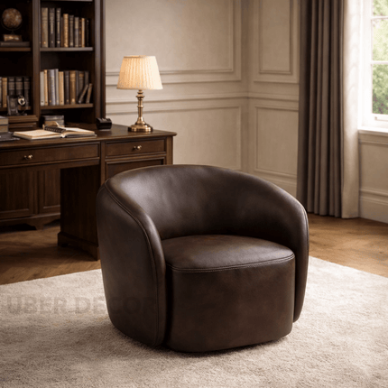 Velora- Upholstered Optional 360 Revolving Swivel Accent Chair with Low Back and Round Base