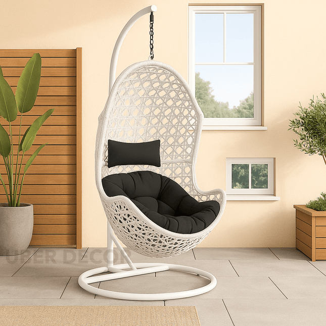 NestLoom Cocoon Swing Chair – Sculpted Modern Comfort | Boho Urban Design | Scandinavian Inspired | Balcony & Living Room Swing Chair for Gardens, Patios, Studies & Terraces