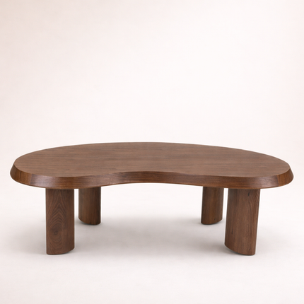 Mali river inspired sculptural coffee table with solid wood craftsmanship mid century modern design for family lounge and formal sitting area