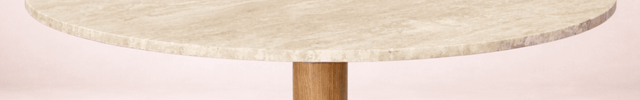 Tavion Round Dining Table Pedestal Base Design Mid Century Modern European Inspired Solid Wood Base Marble Top Dining Furniture for Dining Room
