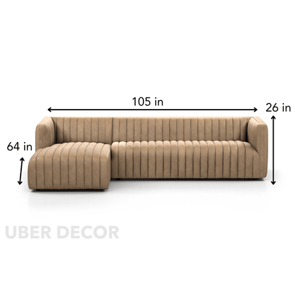 Brandon L-Shaped Sectional Sofa Couch Modern Contemporary Luxury Furniture for Living Room