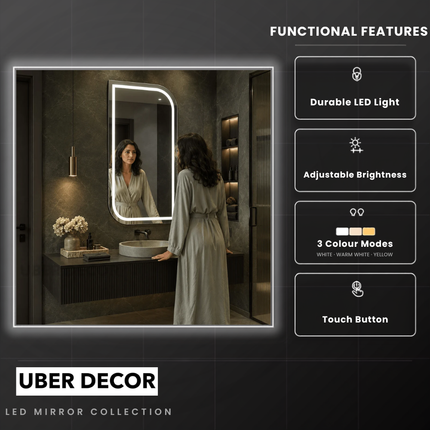 Clover LED Dressing Mirror – Frameless Front Lit or Back Lit Mirror for Bedroom & Vanity