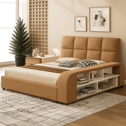 Slumber Edge Contemporary Curved Platform Bed with Storage – Modern Bedroom Essential