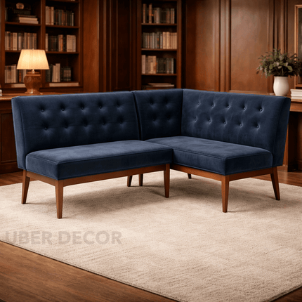 Zen Haven Mid Century Corner Bench Contemporary Customisable Seating for Dining Living Lounge and Hospitality Spaces