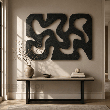 Organic Maze Japandi Wall Art – Abstract Cutout Relief for Living Room