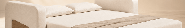 Akita Japandi Pull-Out Sofa Bed – Wooden Side Panels Sleeper