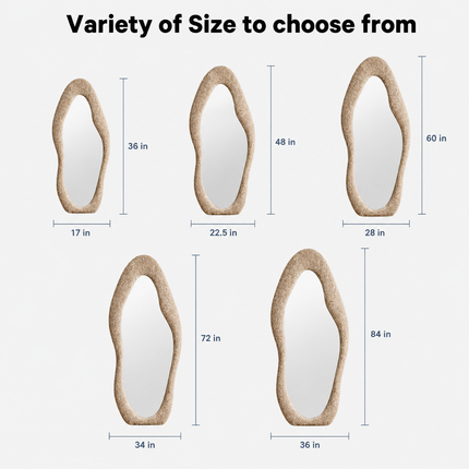 Modern Wavy Edge Full Length Standing Mirror-Large Sized Aesthetic Unique Stylish Mirror for Bedroom