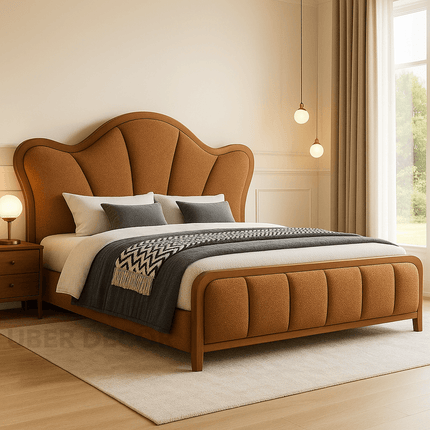 Restful Haven Japandi Curved Luxury Bed with Storage – Modern Bedroom Centerpiece