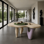Ivory with Olive Green and Lavender Accent