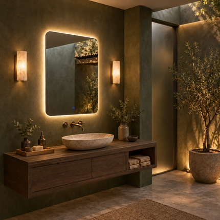 Zaria Jali Arch LED Mirror – Frameless Wall Hanging Mirror with Front or Back Lit for Vanity & Bathroom