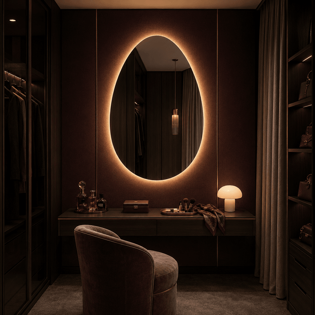 Ova Oval Shape Frameless LED Wall Mirror with Front or Back Lit for Bathroom Vanity and Modern Dressing Spaces