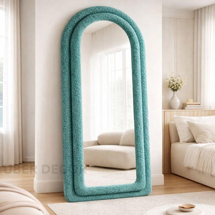Velvet Arch Luxe Double Upholstered Full-Length Mirror for Bedroom Home Decor