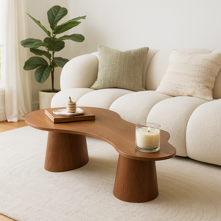 Vistula Mid Century Modern Japandi Coffee Table Scandinavian Freeform Center Table with Cylindrical Legs Custom Made to Order for Living Room