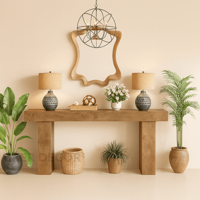 Avina Mid Century Modern Japandi Console Table Living Room Hallway and Entryway Accent Furniture