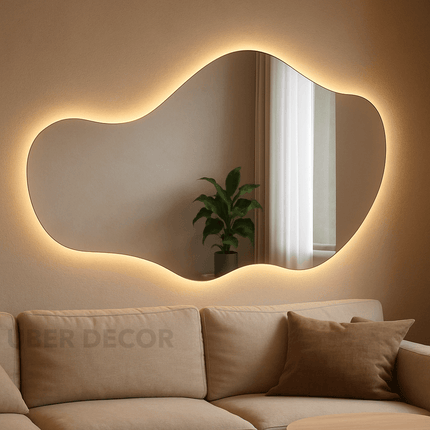 Asymmetric Irregular Cloud Shaped Decorative Blob Frameless Mirror for Wall Decor