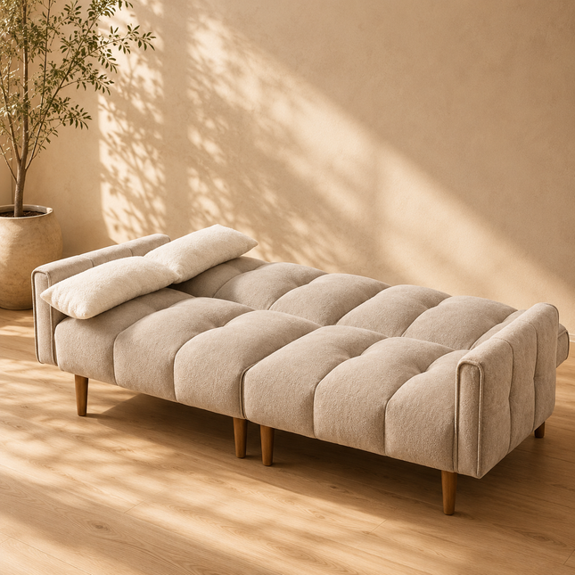 Dubai 81" Futon Sofa Bed - Oversized Convertible Tufted Futon Couch Bed for Living Room