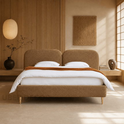 OakWing Modern Upholstered Platform Customisable Bed for Elegant Bedrooms